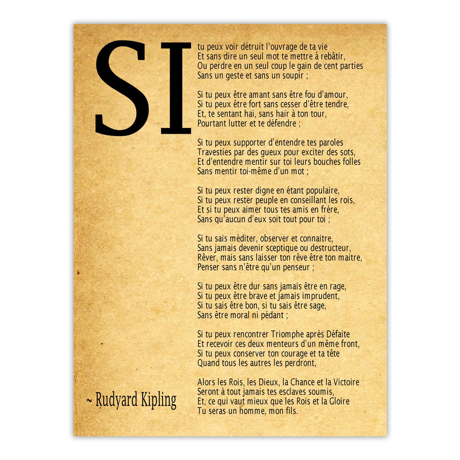Wallbuddy Si par Rudyard Kipling Poème en Français (50cm