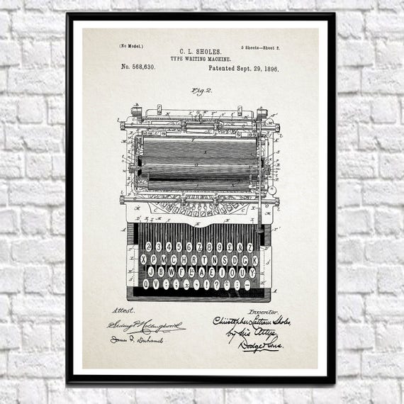 TYPEWRITER PRINT Writing Patent Blueprint Poster TYPEWRITER PRINT Writing Patent Blueprint Poster
