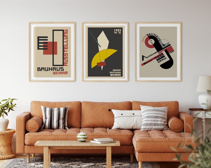 Germany Posters Bauhaus Poster 3 Piece Wall Art Abstract Bauhaus Posters 3