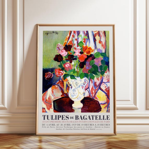 Tulips Exhibition Poster: Vintage Floral Print, Parisian Wall Art