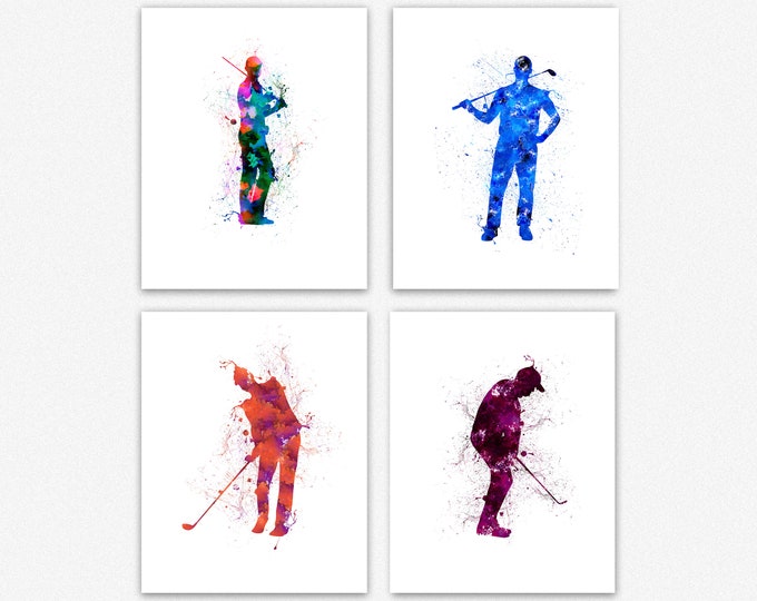 Golfer Wall Art Golf Posters Golf Posters Golf Prints Golf Decor Set of 4 Golfing Art Golf Gift for Golfer