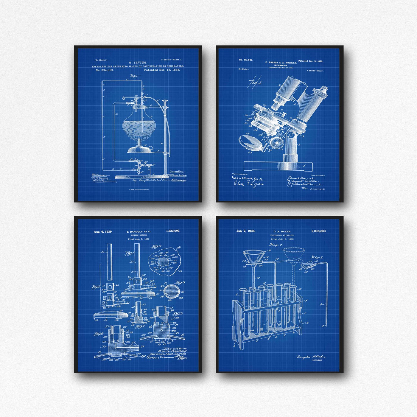 Machine Poster. Lab Vintage Science Lab Poster Prints: Microscope, Test Tubes, Bunsen ...