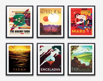 Outer Space Wall Decor Set of 6 Space Posters
