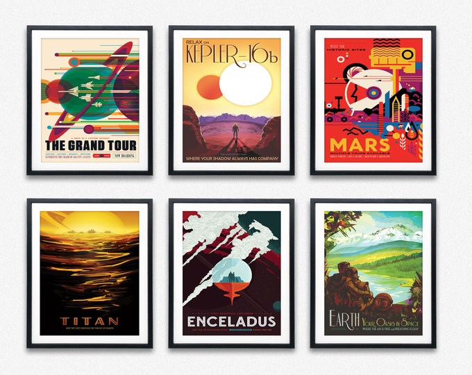 Outer Space Wall Decor Set of 6 Space Posters