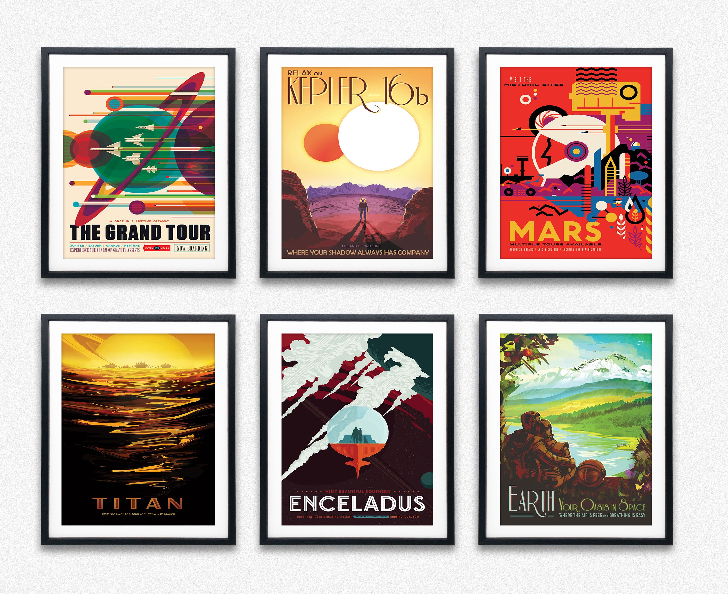 Outer Space Wall Decor Set of 6 Space Posters