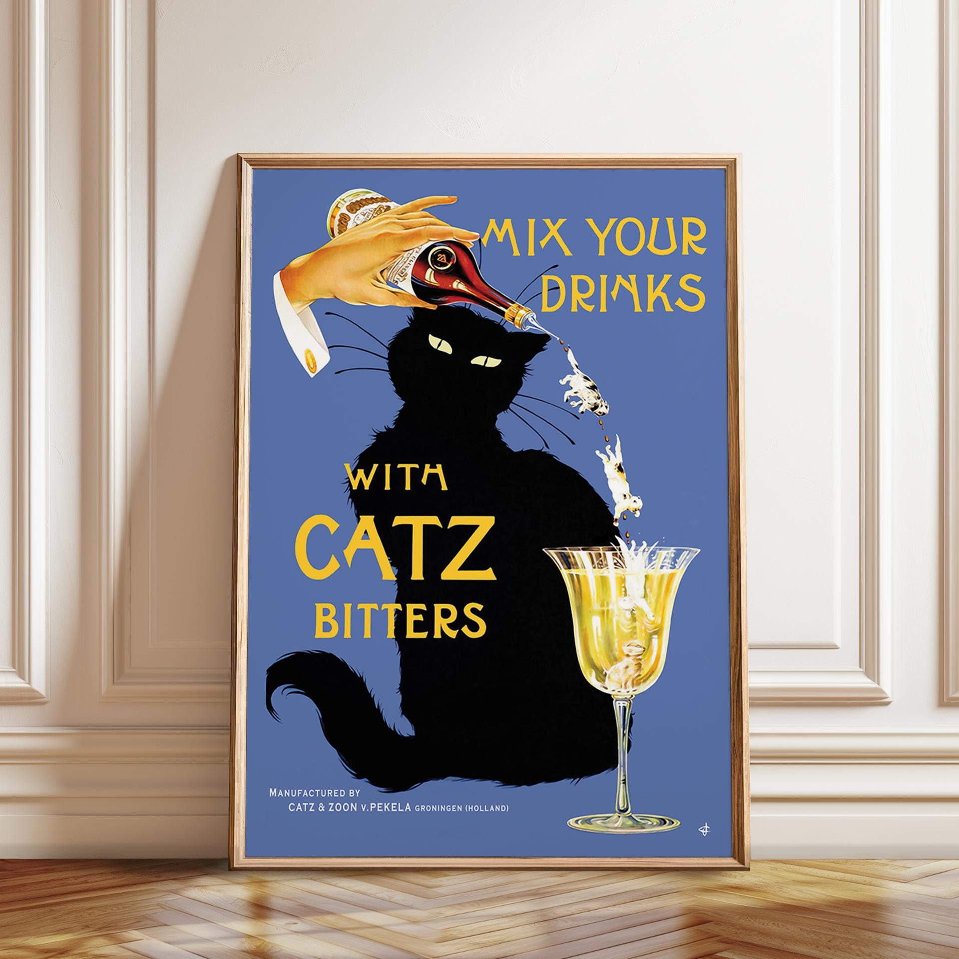 Vintage Black Cat Beer Poster: Quirky Bar Art Deco Print - Etsy