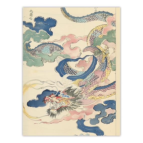 江戸時代　浮世絵　木版画　龍 日本の龍の浮世絵版画：江戸時代の雲龍図 - Etsy 日本