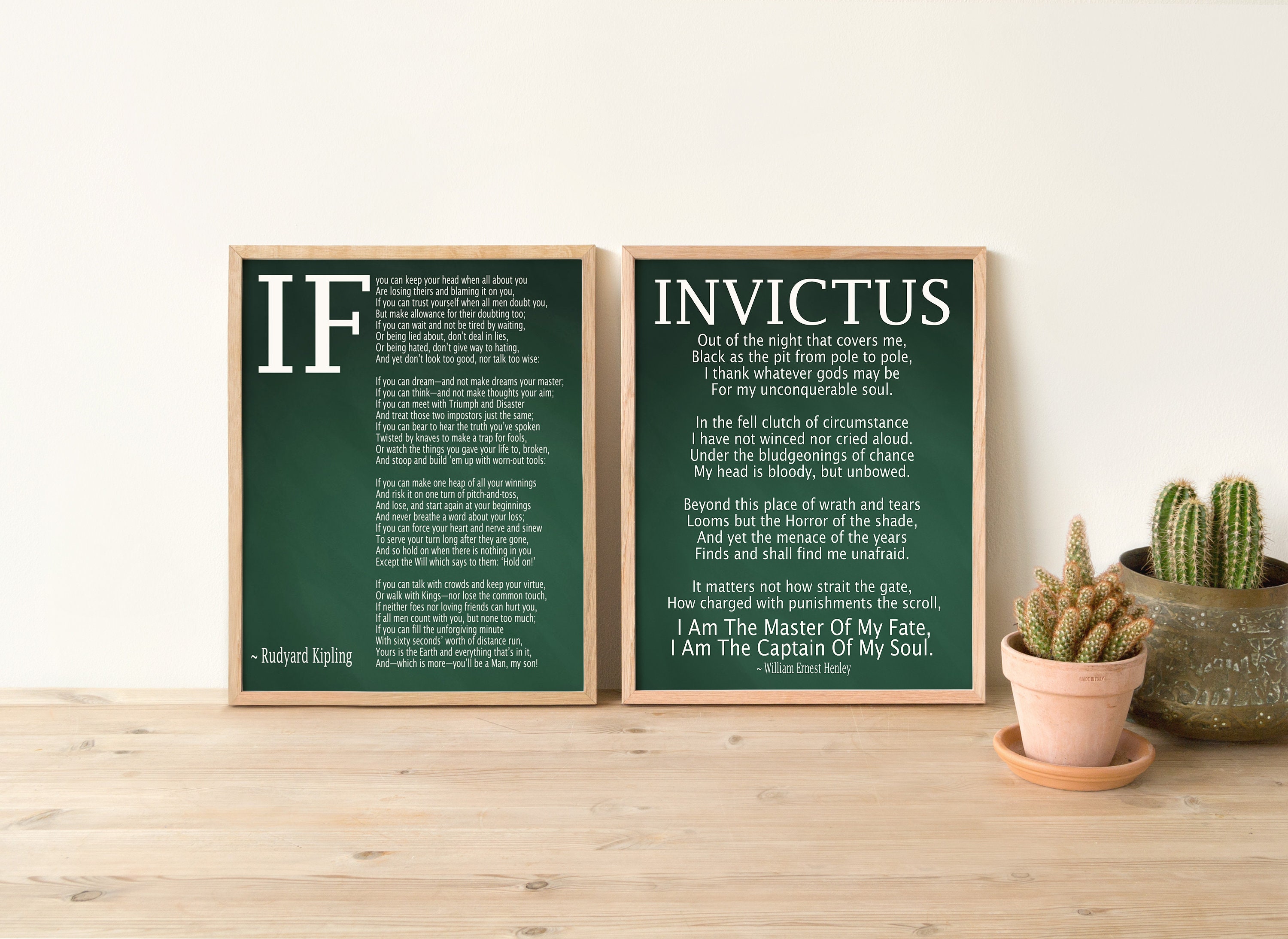 If by Rudyard Kipling and Invictus Poem Set of 2 Motivational - Etsy ...
