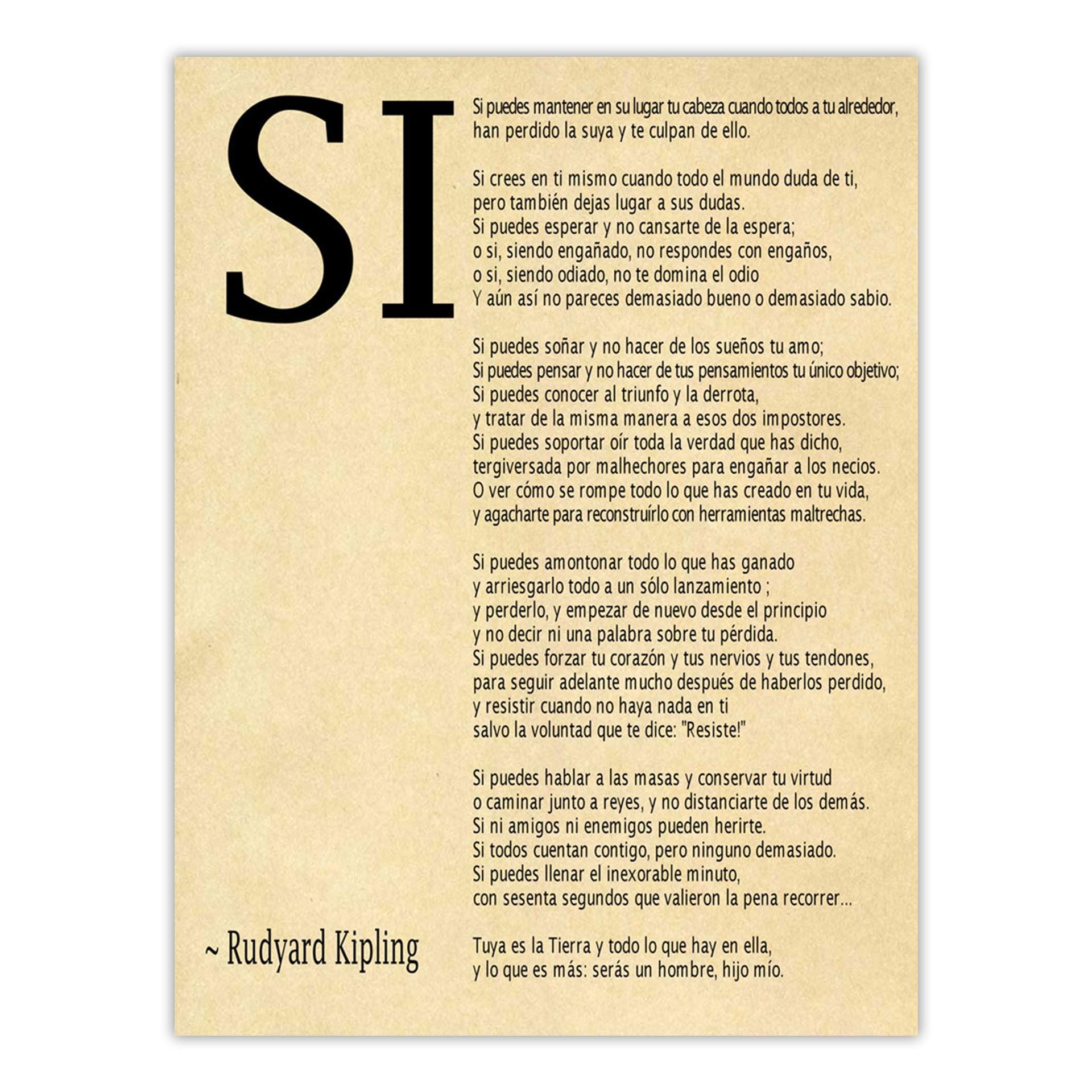 Impresión en español del poema 