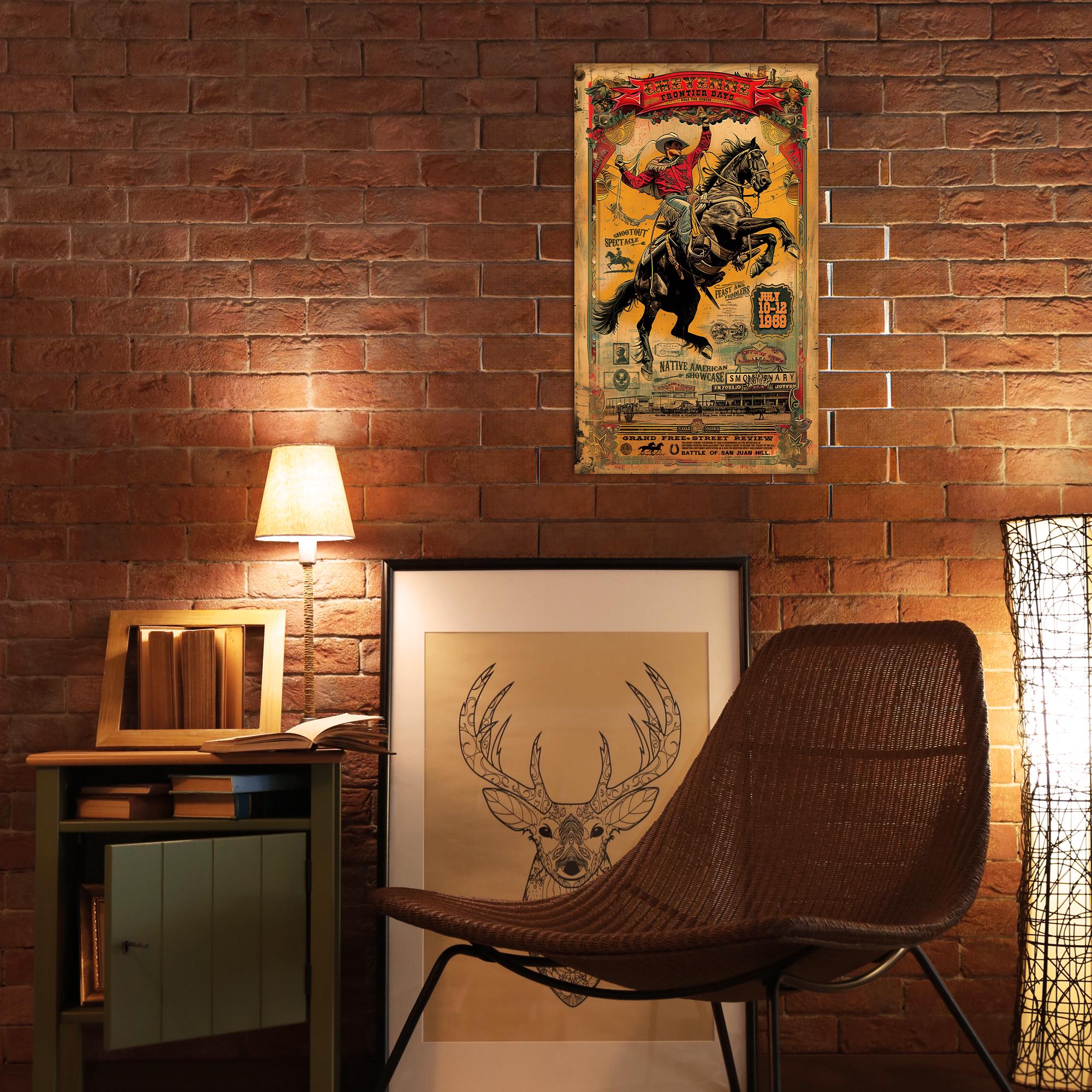 カウボーイと馬の壁飾り - シャイアン・フロンティア・デイズ・ロデオ