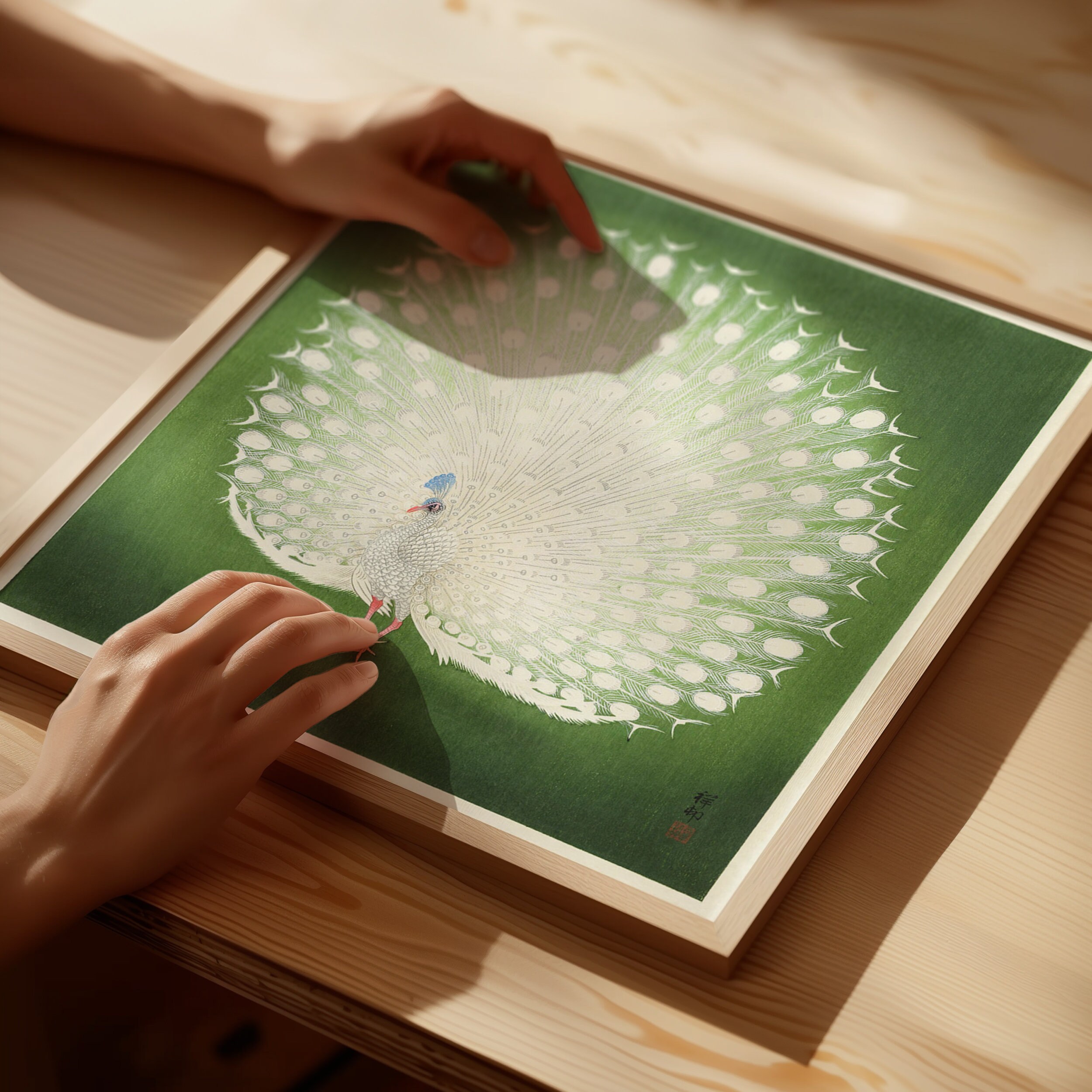 小原古邨の孔雀の版画：日本の木版複製 - Etsy 日本