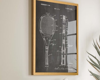 Serve Up Style: Tennis Racket Patent Poster - Perfect Tennis Art & Gift for Players - Ace Your Decor with this Blueprint - WB102