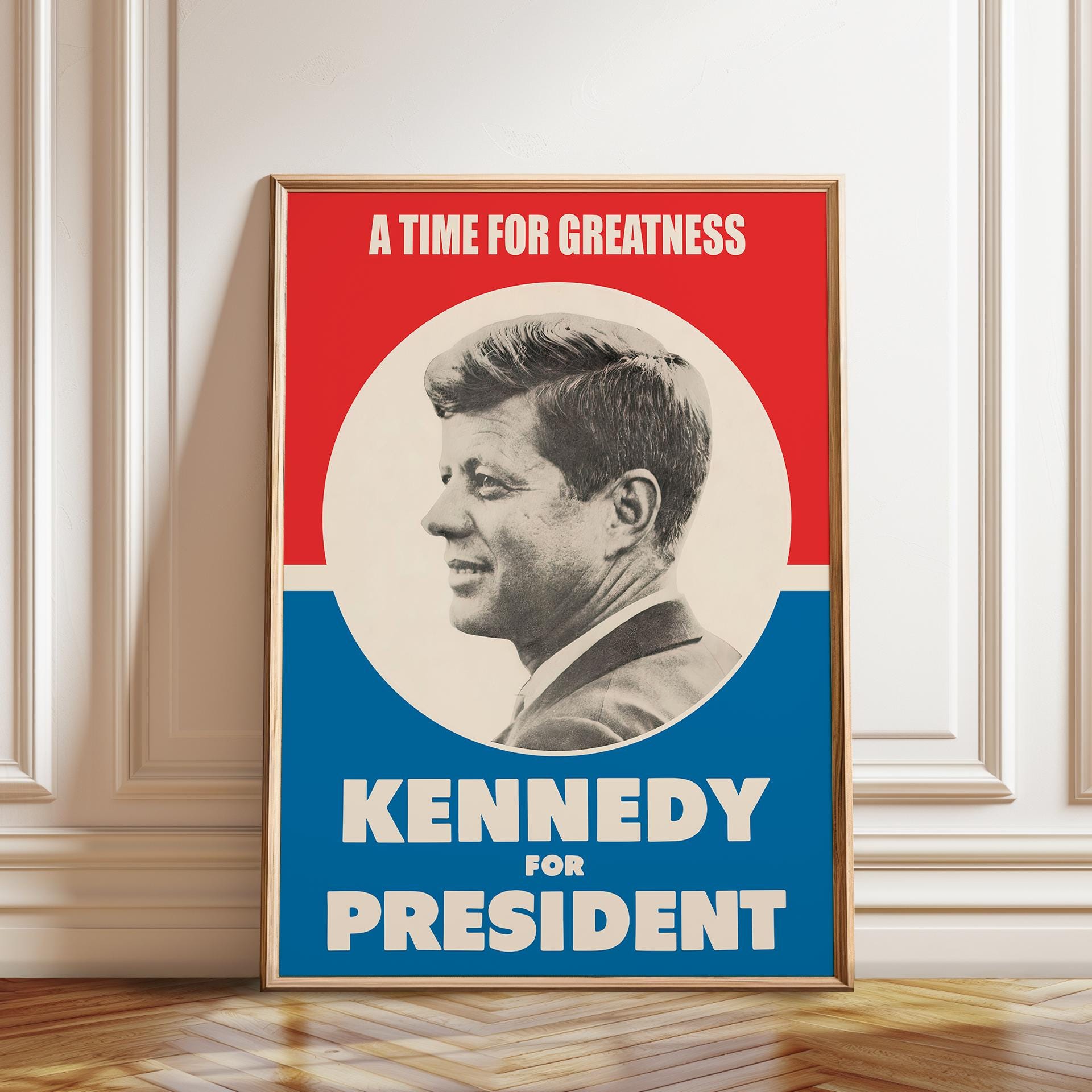 Iconic JFK Presidential Campaign Poster: Captivating Piece of History | Vintage Election Memorabilia | Poster, Framed, and Canvas Print