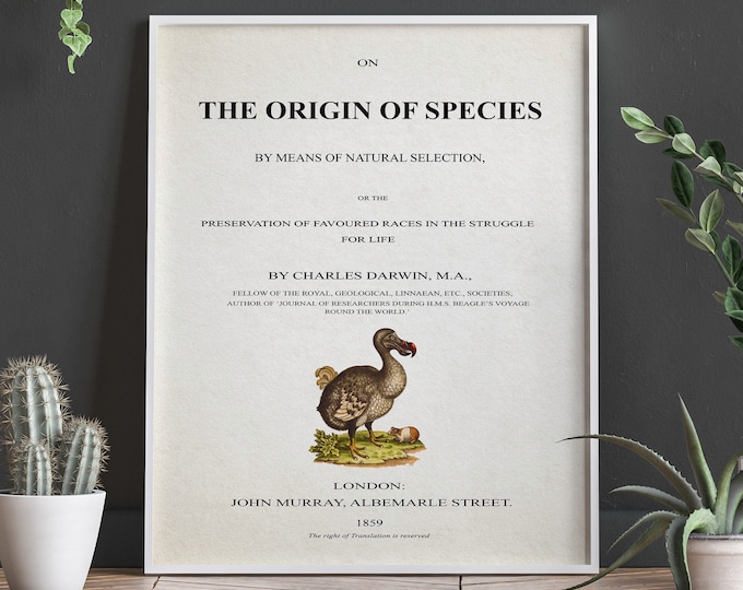 Evolution Unveiled: Stunning Charles Darwin Poster Title Page Replica Perfect Gift for Science Enthusiasts and Nature Lovers