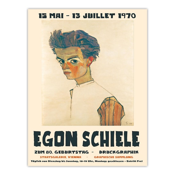 額縁 Egon Schiele vintage poster Egon Schiele Exhibition Poster: 1970 Staatsgalerie Vienna