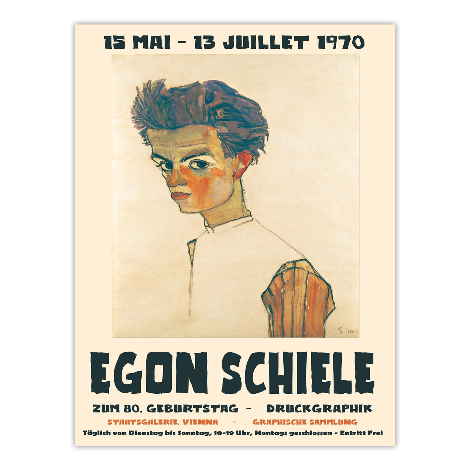 額縁 Egon Schiele vintage poster Egon Schiele Exhibition Poster: 1970 Staatsgalerie Vienna