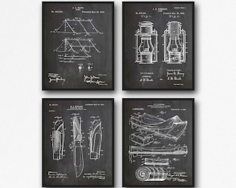 Camping Posters Set of 4 Camping Patent Prints