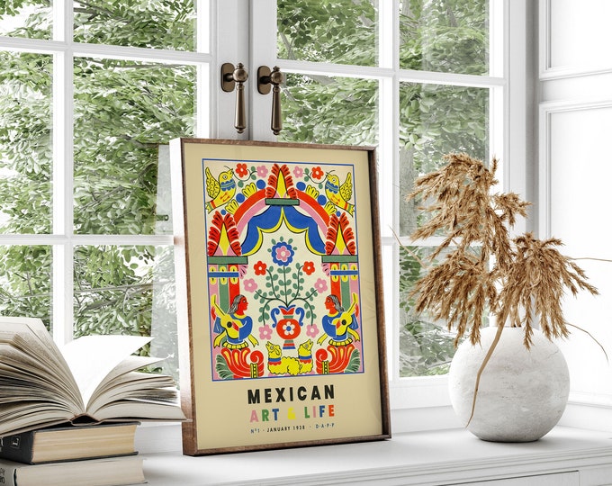 Mexican Art and Life Traditional Mexican Travel Art Colorful Mexican Poster