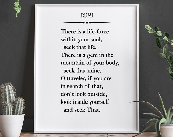 Graduation Gift Graduation Poem Rumi Poem Travel Poem Gift for Graduate Finding Your Passion Motivational Poem Motivating Poetry Rumi Quote