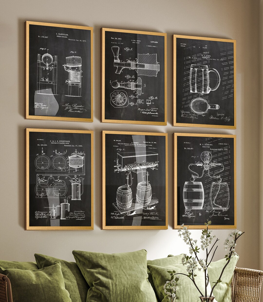 Set of 6 Inventions of Beer Brewing Process Patent Wall Posters - Beer ...