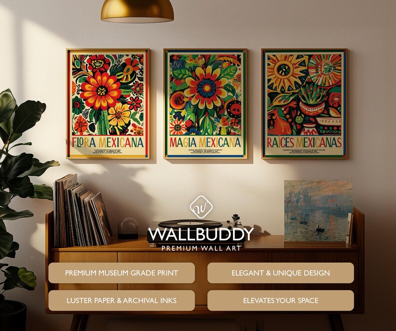 Mexican Folk Art Print Set: Vibrant Floral Fiesta Wall Art - Etsy