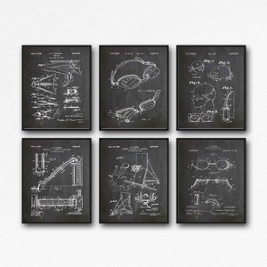 Swimming Patent Art Prints: Swimmer Gift, Chalkboard Decor