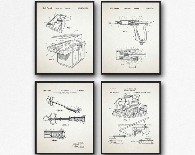 Vet Table Patent Print Animal Wall Art Animal VEt Decor WB440-443