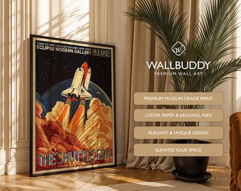 スペースシャトル打ち上げアートプリント：レトロSFポスター - Etsy 日本