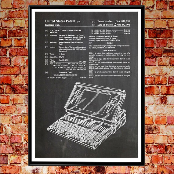 Laptop Patent Apple Poster Apple Computer Apple Wall Art Apple Etsy