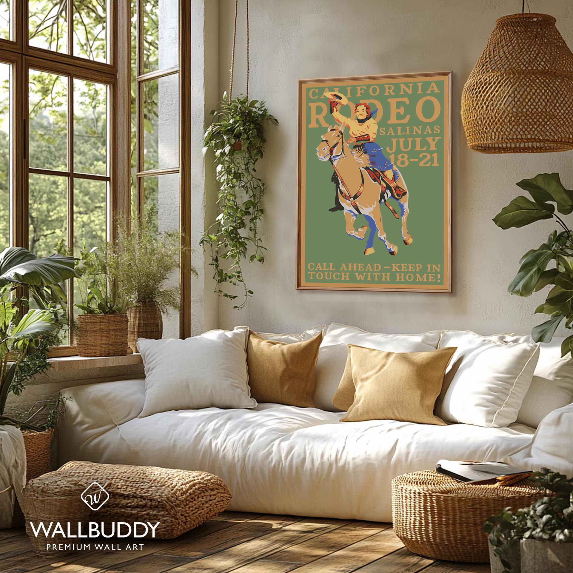カリフォルニアロデオポスター：ヴィンテージカウボーイ装飾