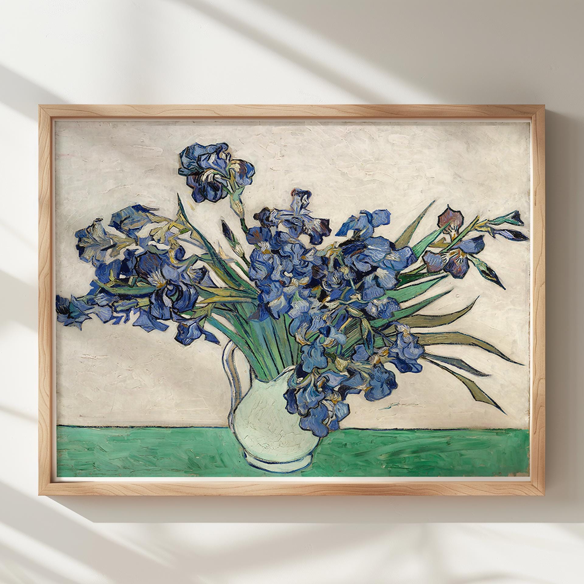 値下げ未使用美品ゴッホ【アイリス】タイル絵画 高級木額装 フィンセント・ファン・ゴッホ「アイリス」1890年 ファン