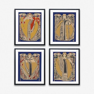 De 4 koninginnen van Margaret MacDonald Mackintosh Speelkaartenafdrukken