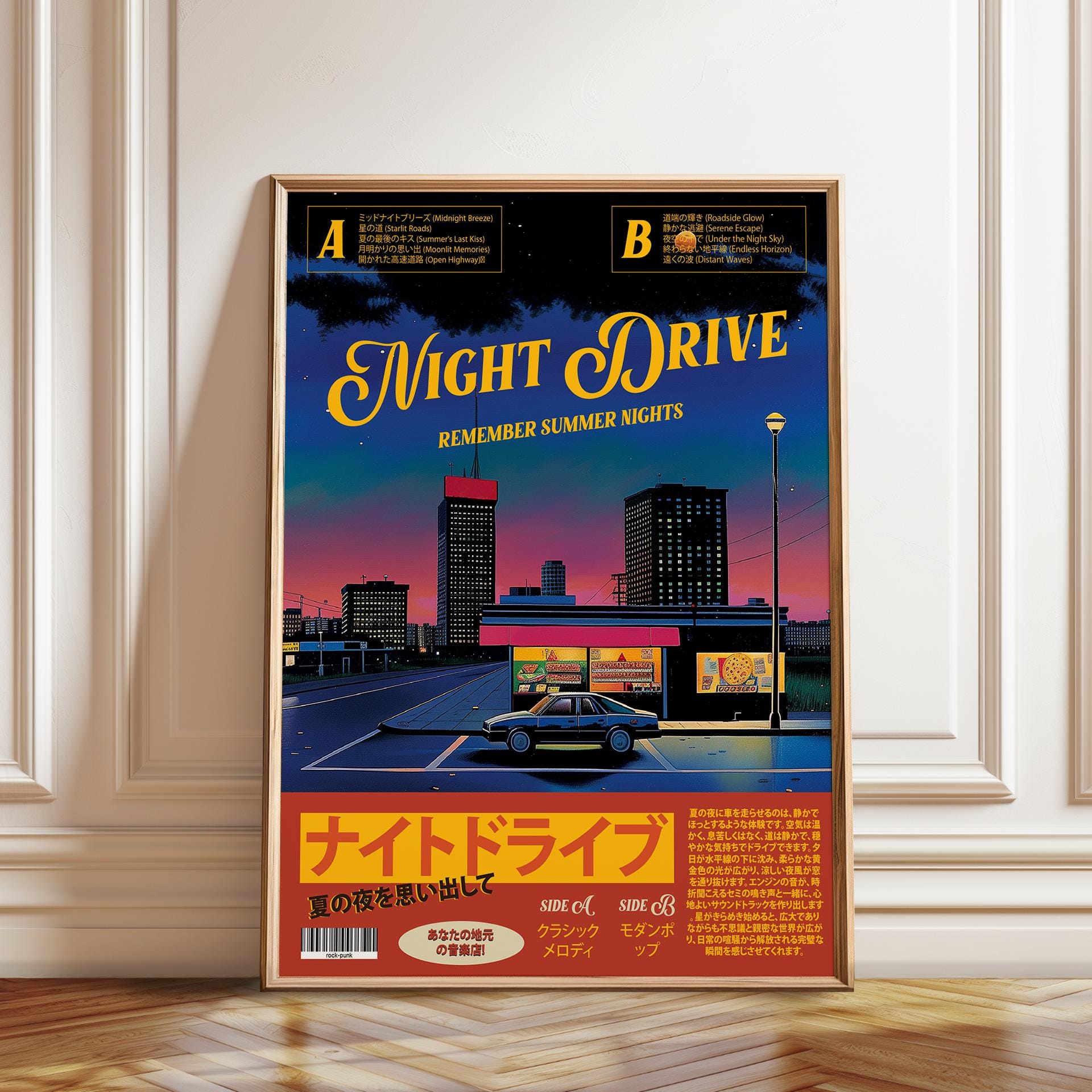 Retro Japanese Night Drive Poster: 80's Cityscape Wall Art - Etsy