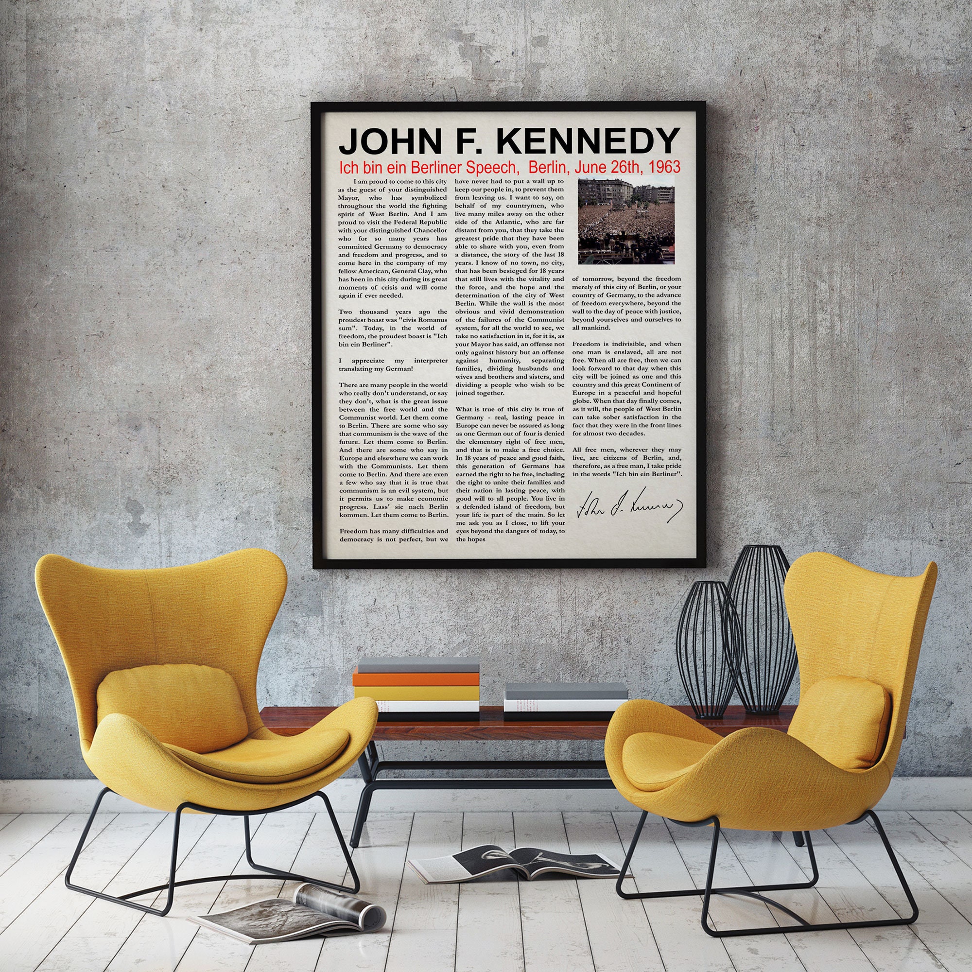 Jfk Ich Bin Ein Berliner Speech Jfk Wall Art Cold War Decor