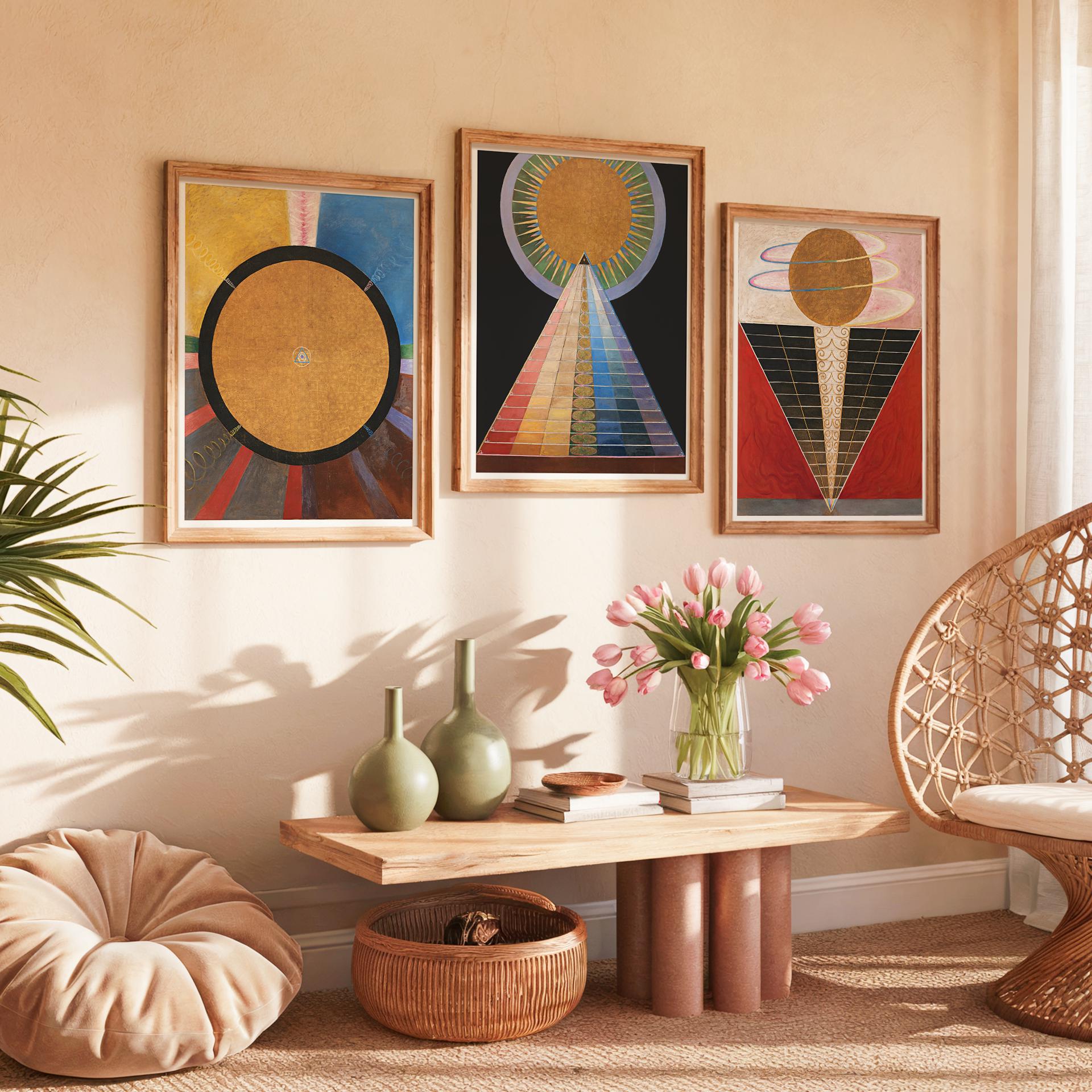 Hilma Af Klint Prints 3er-Set Abstrakte Geometrische Prints Wandkunst Geometrische Abstrakte Prints – Poster, gerahmter Druck