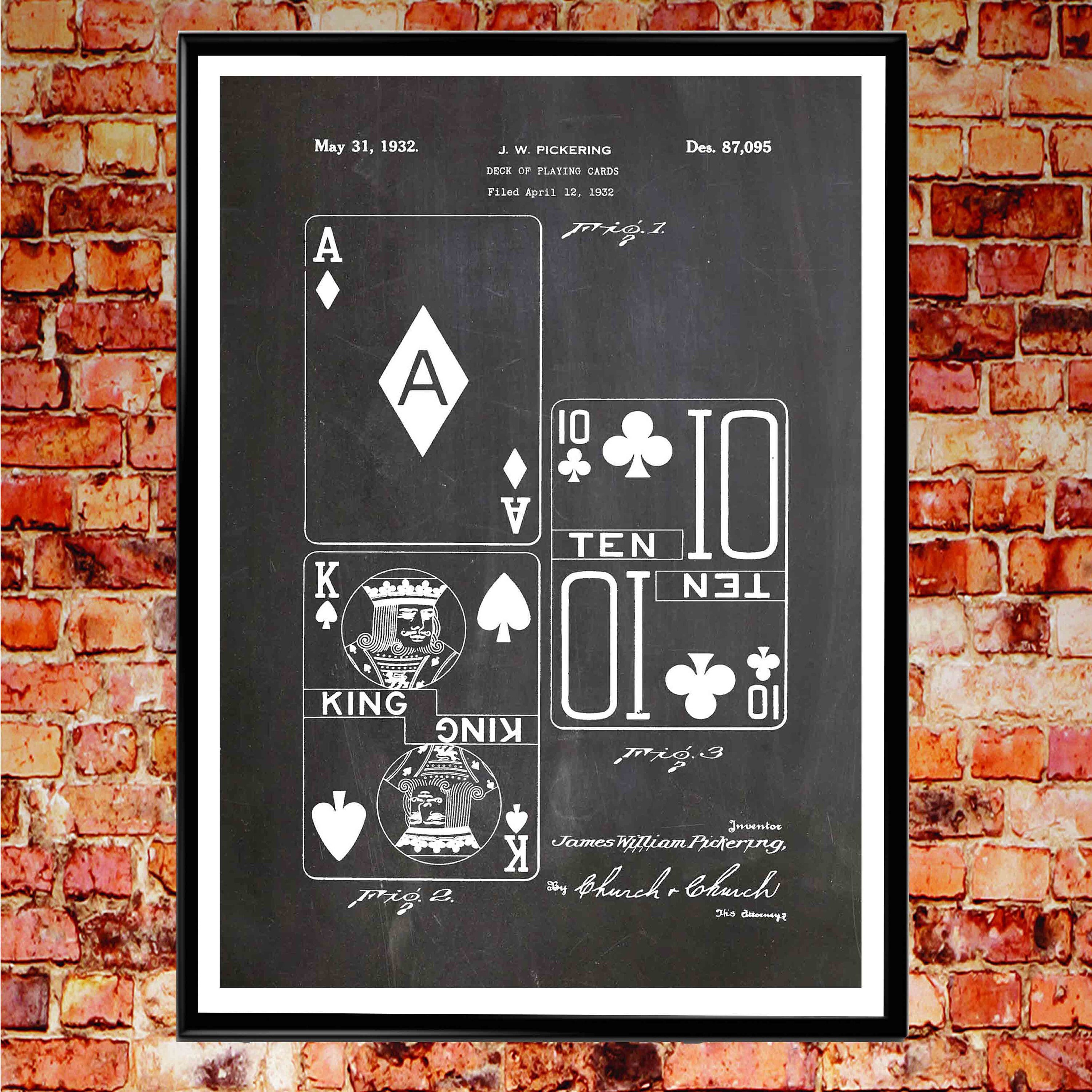 Playing Cards Invention Patent Print Games Room Decor WB470