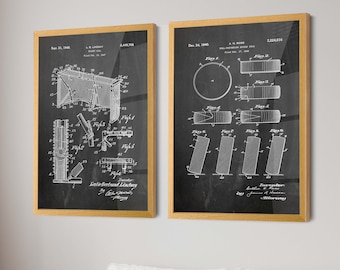 Ice Hockey Innovation: Patent Print of Puck and Net - Perfect Sports Room Decor and Gift for Athletes - Ice Hockey Wall Art - WB279-280