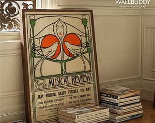 Wallbuddy - Stampa Poster Charles Rennie Mackintosh | Pubblicità Scottish Musical Review | Stampa D'Arte Giclée 300g | 20x48 Cm (8x19 Pollici)