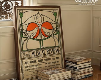 Wallbuddy - Stampa Poster Charles Rennie Mackintosh | Pubblicità Scottish Musical Review | Stampa D'Arte Giclée 300g | 20x48 Cm (8x19 Pollici)