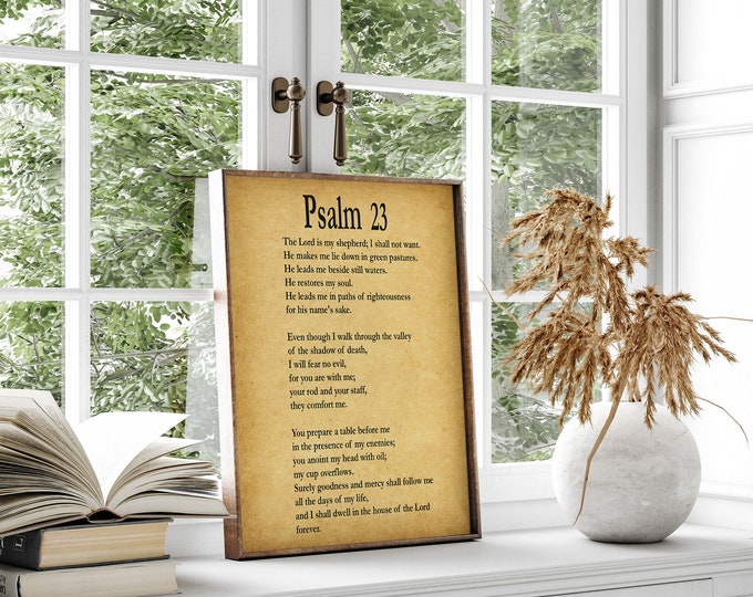 Psalm 23 Psalm 23 Print Psalm 23 Poster Bible Poster bible Print Bible Decor Bible Quote Psalm Quote Book of Psalms Bible Wall Art Christian