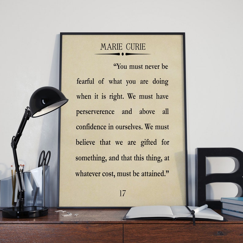 Marie Curie Quote Scientific Girl Quote Science Poster