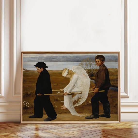 傷ついた天使の版画：ヒューゴ・シンベルグの絵画、北欧美術 - Etsy 日本