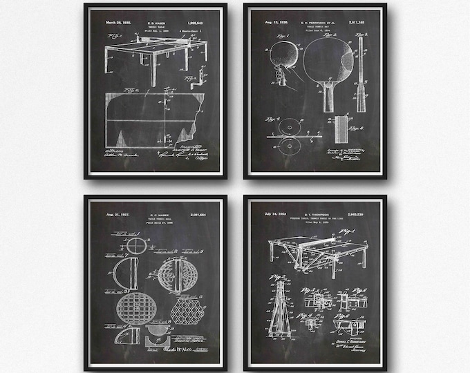 Table Tennis Posters Table Tennis Patent Prints WB529-WB532