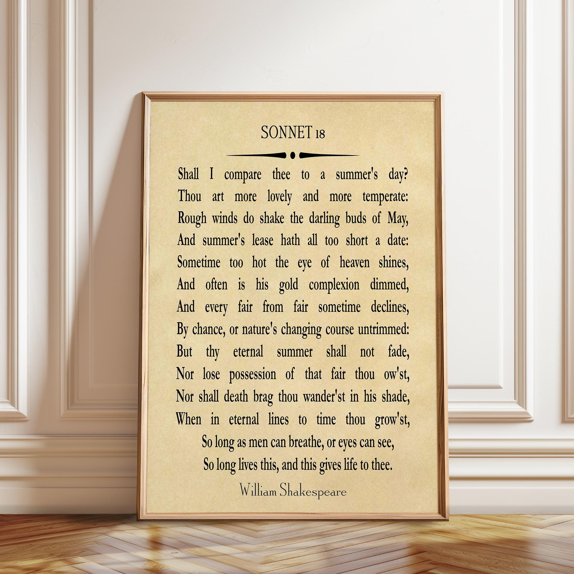 シェイクスピア・ソネット18 プリント：ロマンティックな詩のポスター