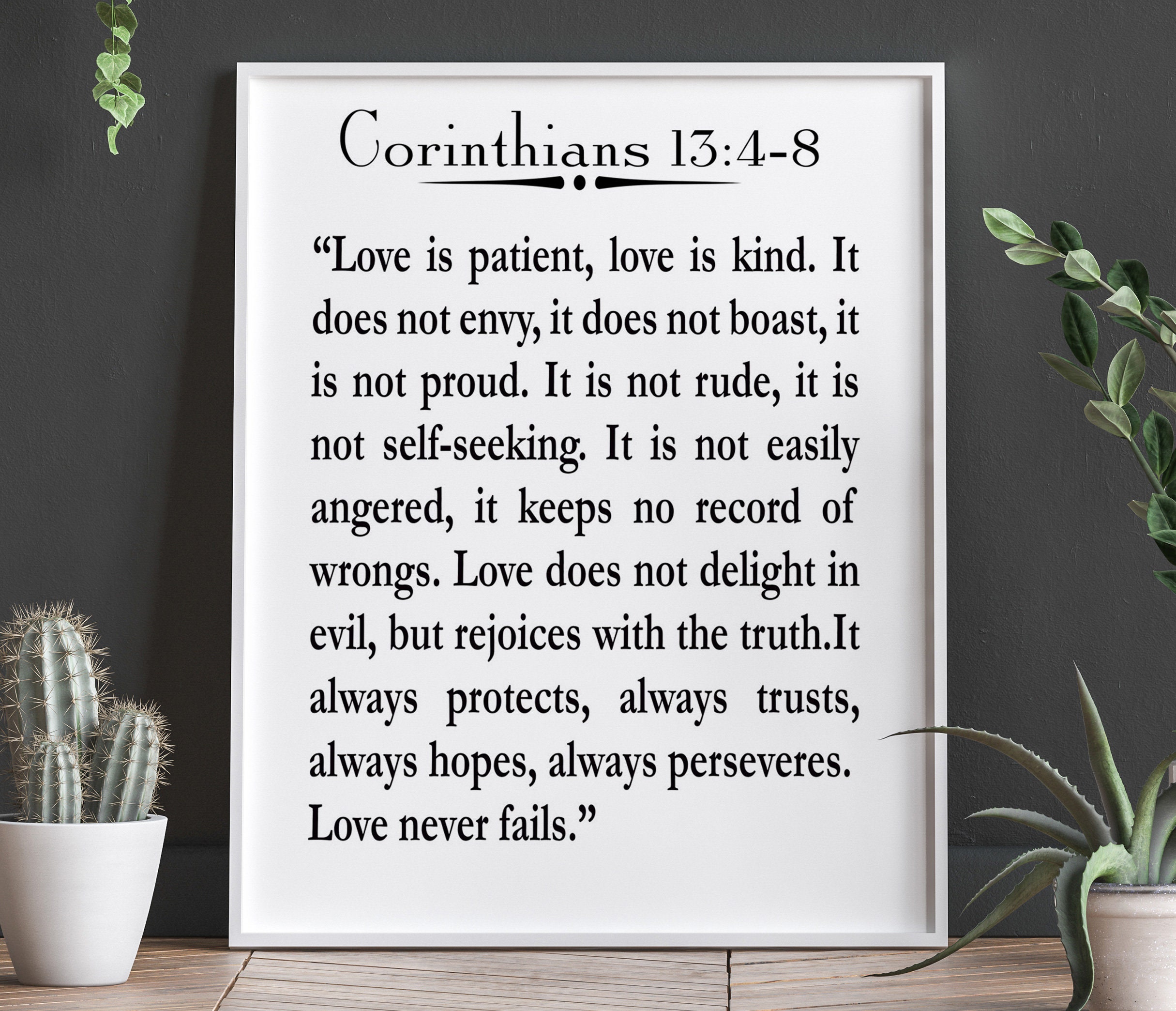 Wedding Reading Quote Wedding Quote Corinthians 13:4-8 Poster Bible Poster  Bible Print St Paul Quote Wedding Quote Wedding Print Gift 