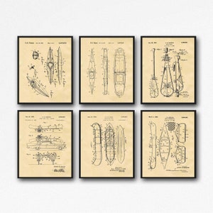 Kayak Posters Set of 6 Canoe Patent Prints Canoeist Gift - Poster | Print - WB504-509