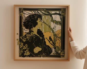 Classical Art Nouveau Woman Poster - Aesthetic Beauty and Nature Wall Art - Antique Illustration Home Decor Art