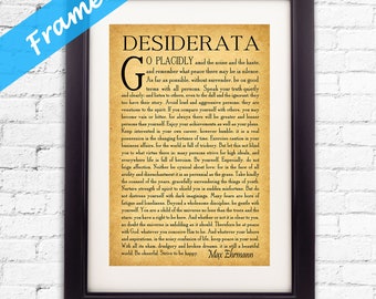 Framed Desiderata Poem Desiderata Poster Framed Graduation Poem Inspirational Poetry Literary Print Gift for Student Art Print