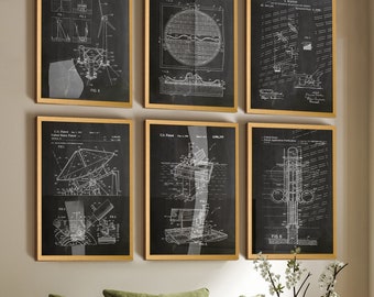 Retro Style Set of 6 Solar Renewable Energy Inventions Patent Wall Posters - Unique Mancave Wall Decor for the Eco-Conscious Enthusiast
