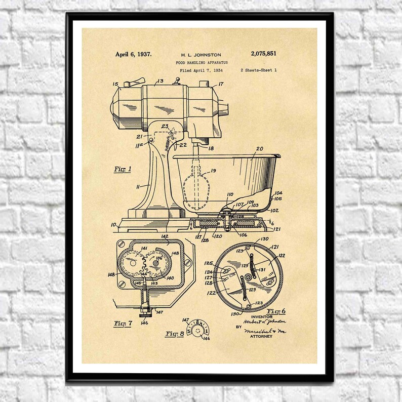 Food Mixer Poster Food Mixer Bake off Vintage Bakery Gift Etsy